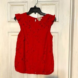 Red lace pattern junior top